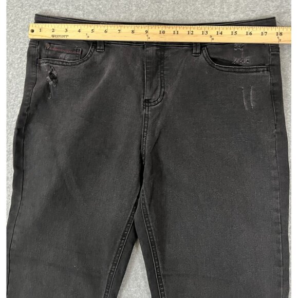 Adam Levine Black Jeans Women’s Size 17 Skinny Distressed Raw Hem - Picture 14 of 16